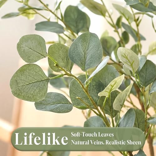 7FT Artificial Eucalyptus Tree Indoor, Faux Eucalyptus Tree with 901 Silk Leaves, Tall Fake Tree - Artificial Tree Indoor for Living Room Office Bedroom Home Decor