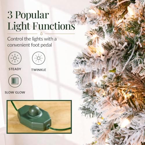 Best Choice Products 4.5ft Flocked Pencil Christmas Tree w/Twinkling LEDs, Pre-Lit Slim Artificial Holiday Decoration, Lighted Skinny w/Base, 150 Lights, 268 Tips, Warm White Lights