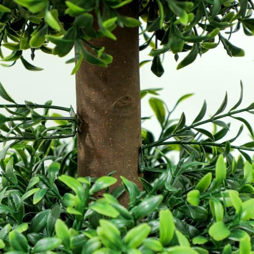 HOMCOM Artificial Triple Ball Boxwood Topiary Trees Outdoor 40" Set of 2