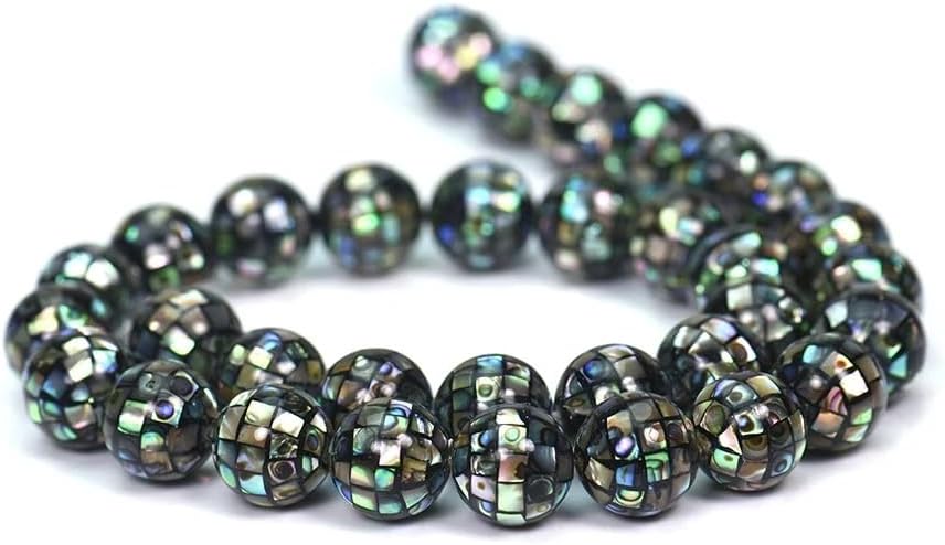 ABCGEMS AAA Abalone Shell Beads - Mosaic Round 12mm (Full Strand 33Pcs)