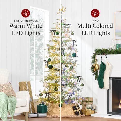 Best Choice Products Pre-Lit Sparse Christmas Tree 9ft Artificial Pine Holiday Décor Aspen Noble Fir w/ 2-in-1 White & Multicolor LED Lights