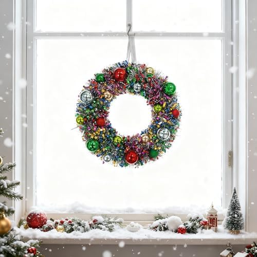 16" Christmas Wreath for Front Door, Christmas Decoration Green Red