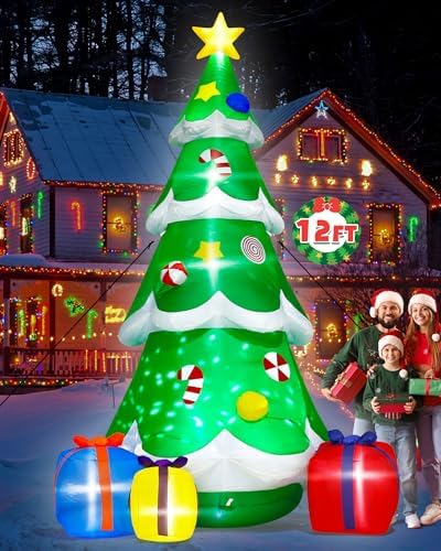 12FT Christmas Tree Inflatables, Giant Blow Up Christmas Tree Decorations