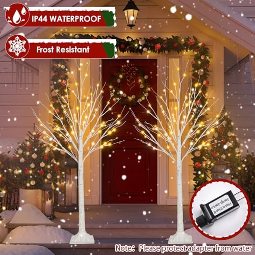 2 Pack 4FT Lighted Birch Tree Lights Christmas Decoarations Warm White