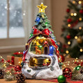 MXwcy Animated Musical Christmas Tree Village – Lighted Figurine with Spinning Santa Train, Plays 8 Holiday Carols, Tabletop Home Decor & Gift