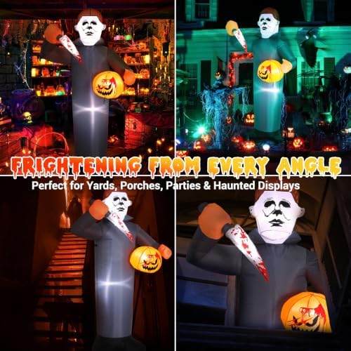 Elegear 6FT Masked Slasher Halloween Inflatable, Outdoor Yard Lawn Decor