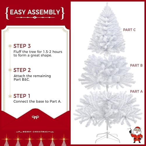 Yaheetech 7.5ft Pre-lit Christmas Tree with 550 Warm White Lights, White