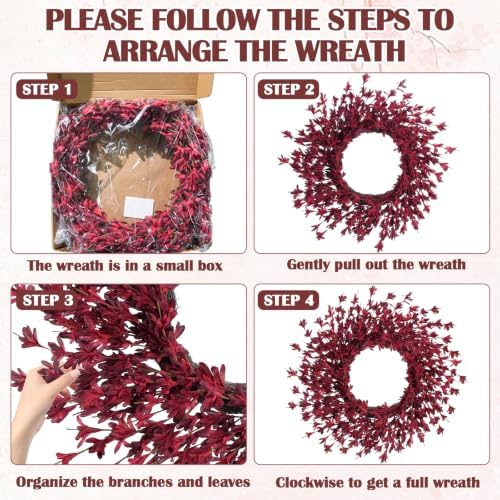 GTIDEA 26" Fall Wreaths for Front Door Outside Large Autumn Wreath Burgundy