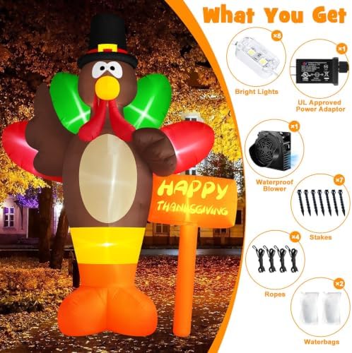 Danxilu Thanksgiving Inflatables 10 FT Giant Turkey Outdoor Decorations