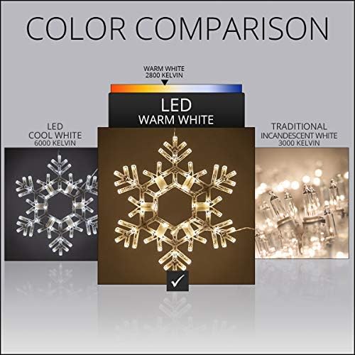 Kringle Traditions 20" Warm White LED Snowflake – Folding Lighted Snowflake Decoration for Outdoor Christmas Displays, Large Holiday Yard Decor, Steady Lights