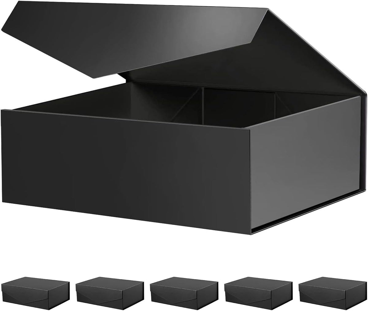6 Magnetic Gift Boxes with Lids 11.5x8.1x3.8 Inches (Matte Black)