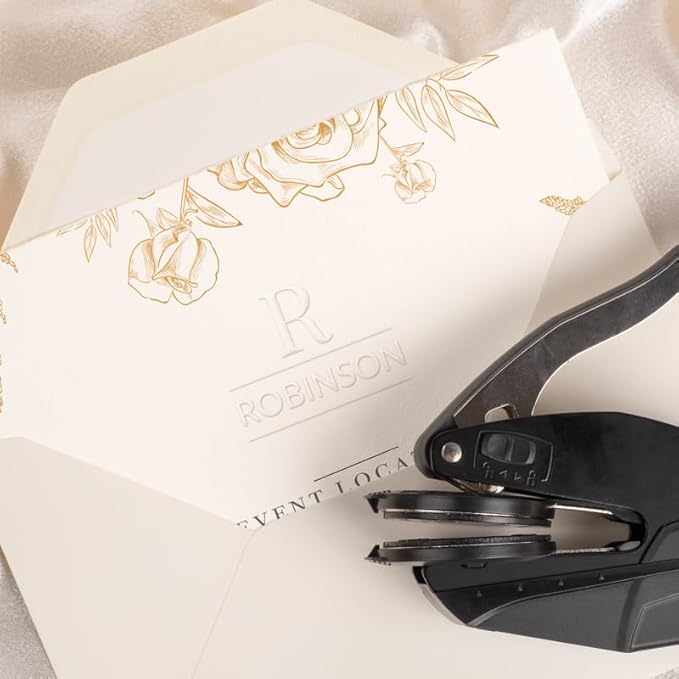Personalized Wedding Embosser | Custom Made with Initials or Monograms for Couples | Elegant Designs for Stationery, Invitations, Napkins, and More (Design 10)