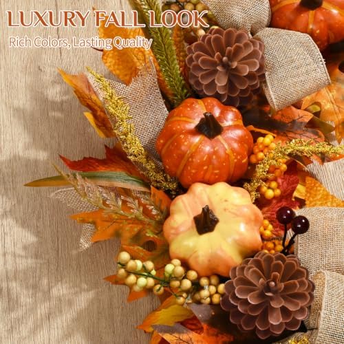 Fall Wreaths for Front Door Outside, Fall Door Wreath, 20 Inch