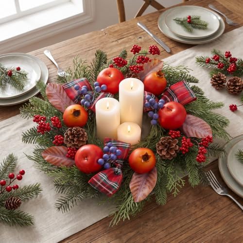 Cynkeyee Fall Wreath for Front Door - 20 in Farmhouse Porch Decor