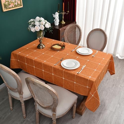 Zobesta Orange Tablecloths Rectangular 86x53 Inch Fall Table Cloth Linen
