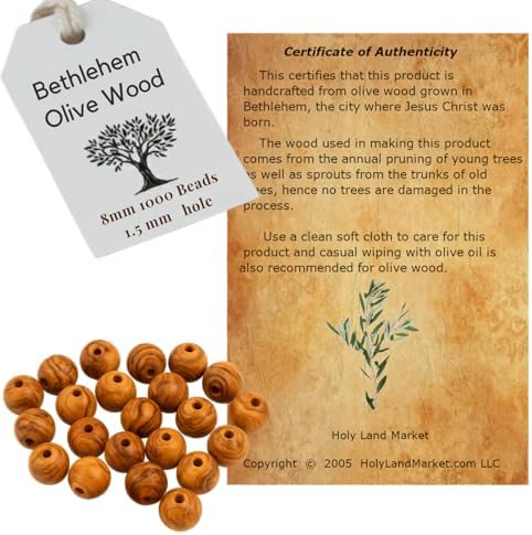 Holy Land Market Olive Wood Beads 8mm 1000 Count Rosary Making Beads