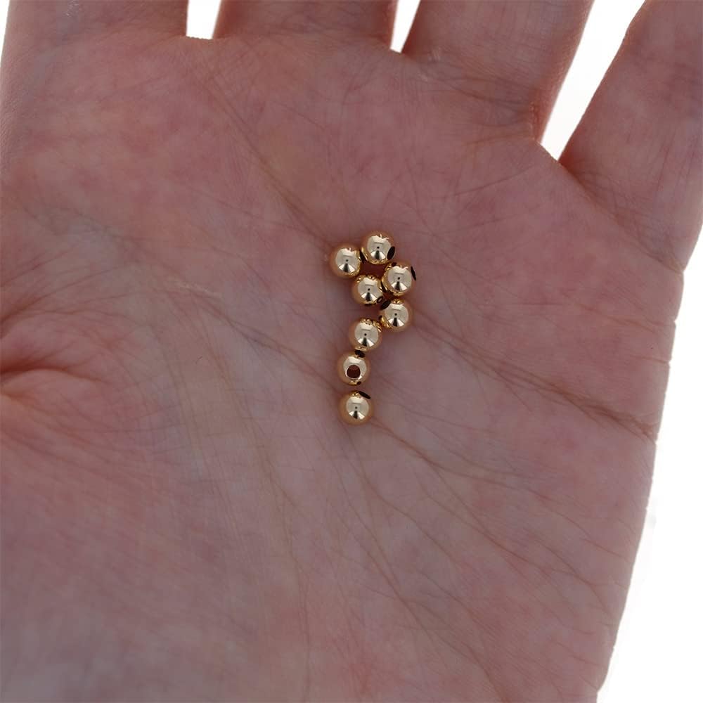 4mm Gold Filled Round Beads, 50 Pieces, Medium Hole Size, Seamless Gold Beads