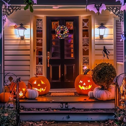 Valery Madelyn Halloween Decorations 12" Pumpkin Wreath for Front Door