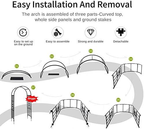 SCENDOR Metal Garden Arbor, Curved Iron Trellis Arch, Outdoor for Climbing Plants & Wedding Ceremony