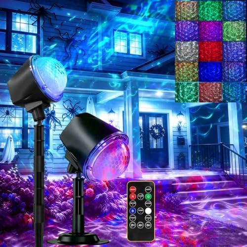 christmas ocean wave projector light outdoor，halloween water effect shown in use