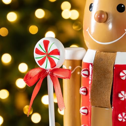 Glitzhome 24" H Nutcracker Christmas Decor Wooden Nutcracker Ornaments Gingerbread Man Nutcracker Figurine Traditional Christmas Decor for Tables Desktop Porch Holiday Festive