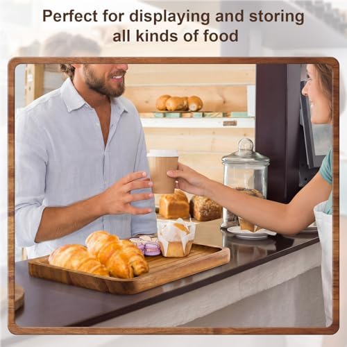 Wenqik 18 Pieces Acacia Wood Tray Set, Serving Platters, 8 x 8 Inch