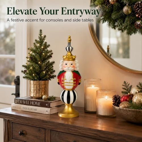 Nutcracker Christmas Decor, 15.9 Inch Tall Resin Tabletop Figurine
