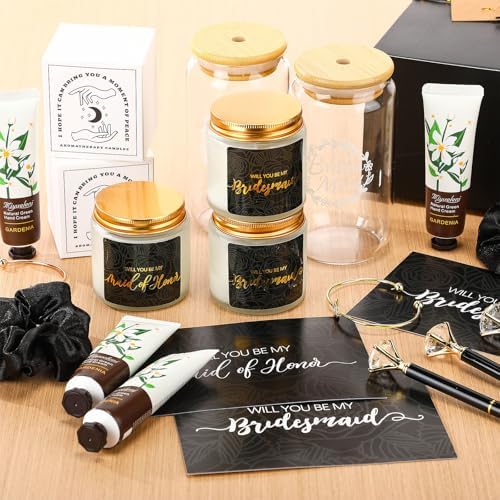 Teenyyou 60 Pcs Bridesmaid Proposal Gift Set with Box, Black