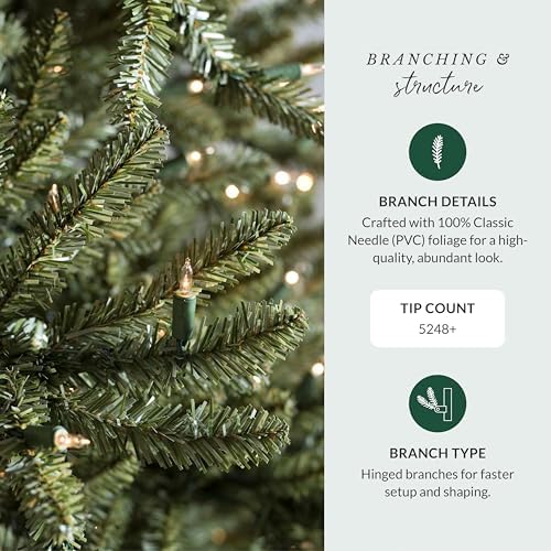 Balsam Hill 9.5ft Pre-Lit Classic Blue Spruce - Artificial Christmas Tree with 5,248+ Tips, 1600 Hand-Strung Clear LED Lights, Easy Plug System & Premium Stand for Indoor Holiday Decorating