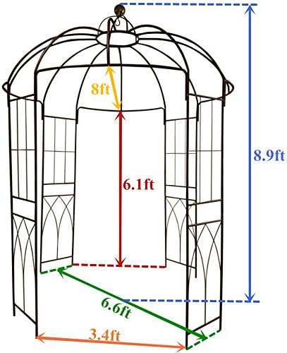 French Style Birdcage Shape Heavy Duty Gazebo, 9' Highx 6'6" Wid...