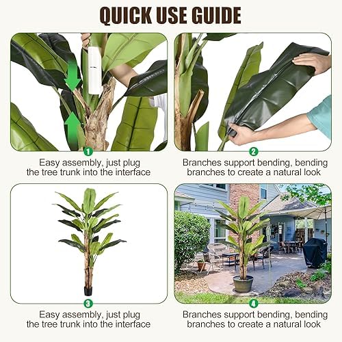 8.5ft Extra Tall Artificial Banana Tree, Fake Banana Leaf Plant with 26 Faux Banana Leaves, Perfect for Home Indoor Outdoor Patio Office Tropical Decor