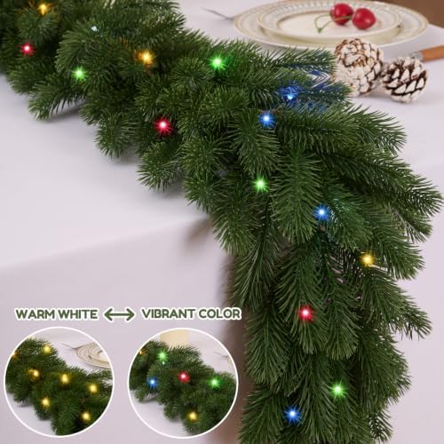 16FT 1Pcs Prelit Realistic Faux Norfolk Pine Garland for Christmas Decor