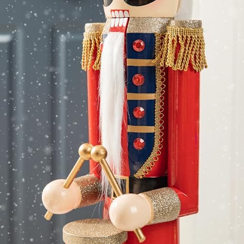 Glitzhome 42" H Christmas Nutcracker Decor Wooden Nutcracker Ornaments Drummer Soldier Nutcracker Figures Traditional Christmas Decor for Indoor and Outdoor