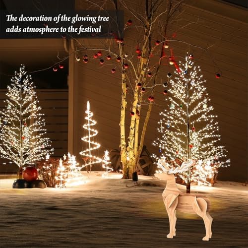 6FT Lighted Birch Tree with 1300 LED Lights, Twinkle Light Brown Christmas Tree with Timer IP44 Waterproof for Indoor Outdoor Festival Wedding Party Christmas Decorations
