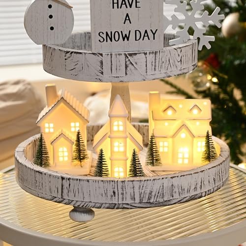 Ceramic White Christmas Village Houses, Light Up Porcelain Village Houses