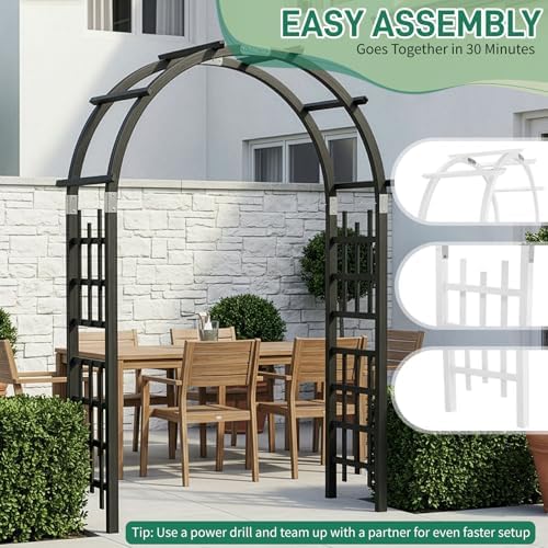 Outvita 7Ft Black Wooden Arbor Arch, Garden Trellis for Climbing Rose Vines