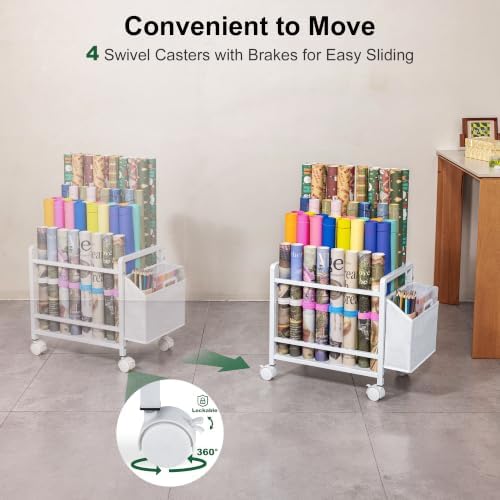 Aquzee Wrapping Paper Storage, Blueprint Holder, 6 Adjustable Rod Design