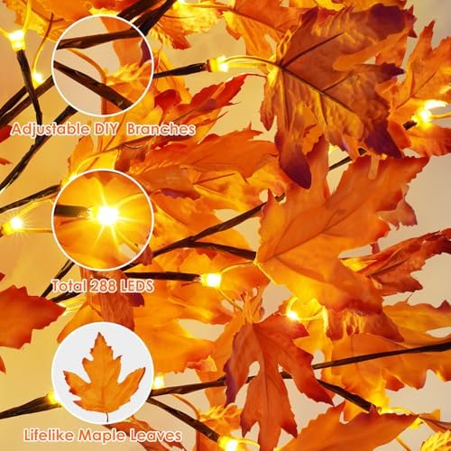 3 Pack Lighted Maple Tree 300 LED Artificial Fall Tree for Home Decorations