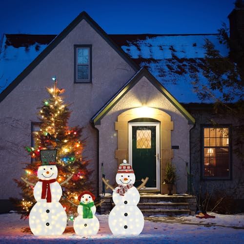Lighted Snowman Family Outdoor Christmas Decoration, Set of 3