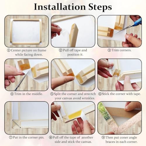 DIY Solid Wood Canvas Frame Kit with Stretch Bar - Customized Wooden Art Frames for Paintings - Easy-to-Build Canvas Stretching System - Wall Art & Oil Painting Accessories (12" x 24")