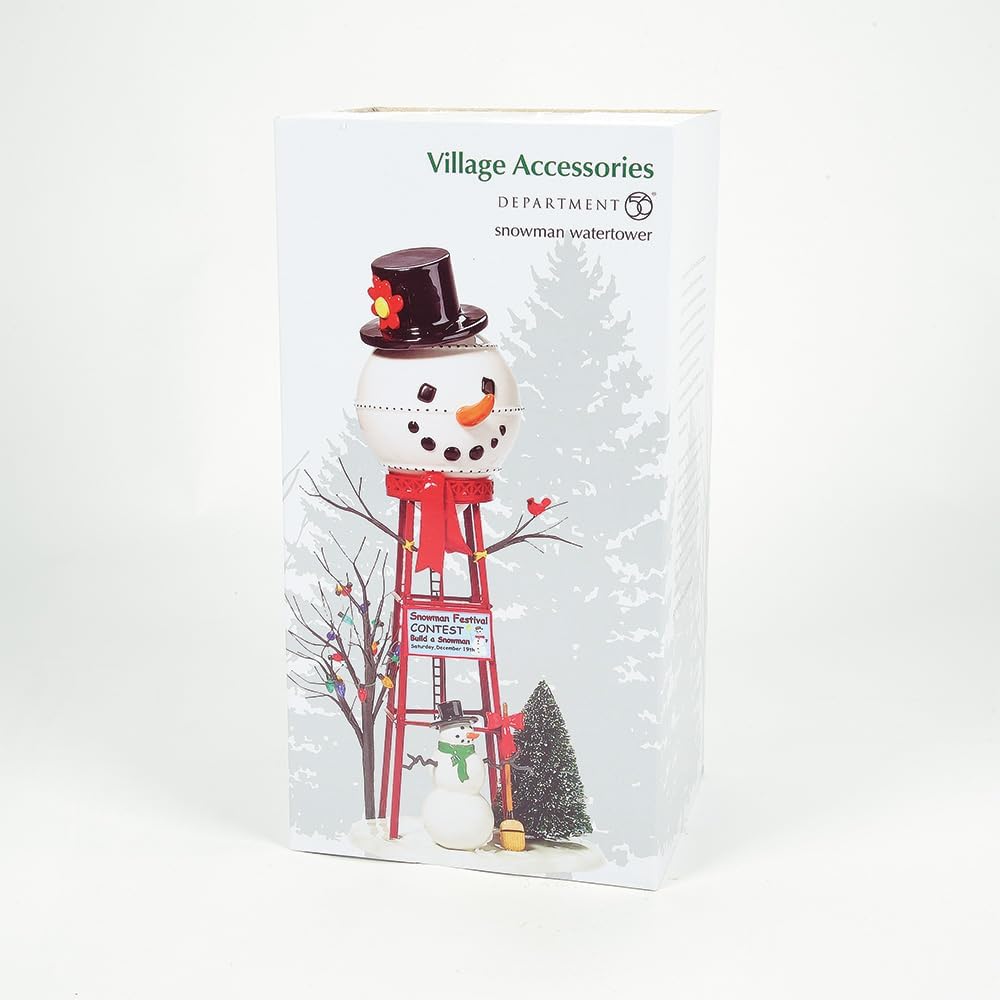 department 56 accessories for villages snowman watertower figurine on a desk or shelf