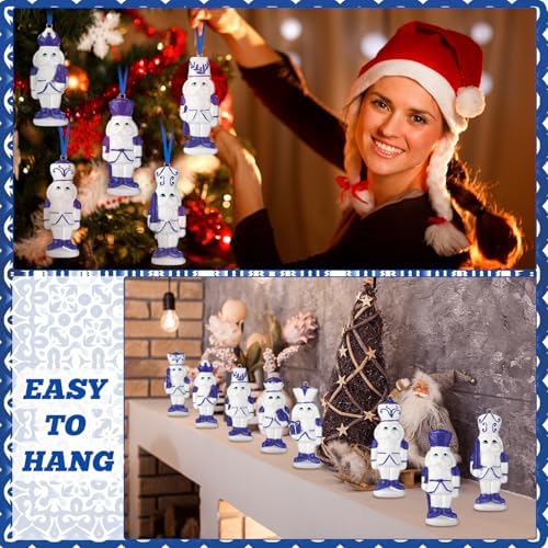 Chunful 8 Pcs Blue White Porcelain Nutcracker Ornaments, 3.15 Inch Xmas
