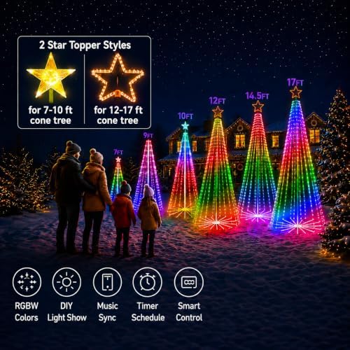 12FT Outdoor Christmas Tree with Lights, DIY Light Show LED Christmas Tree