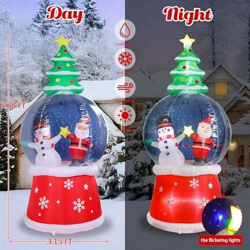 MUMTOP 7.68 FT Christmas Outdoor Inflatable with Snow Globe Holiday Decor