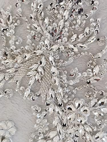Handmade Rhinestones lace Applique handsewing Beads Sequins Trimming Patches ...