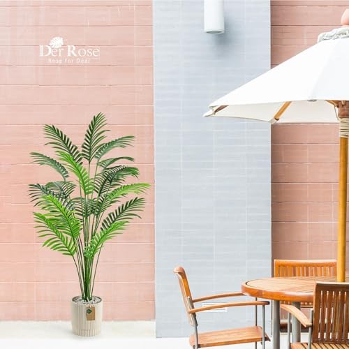 Der Rose 44" Tall Artificial Palm Tree Indoor in Ribbed Light Beige Pot