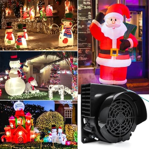 2 Pack12V Air Blower for Inflatables with 5 LED Light Strings for Outdoor Inflatable Decor Weddings Easter Pool Floats Holiday Yard Decorations, 1.2A Inflatable Fan Replacement and 1.5A Adapter