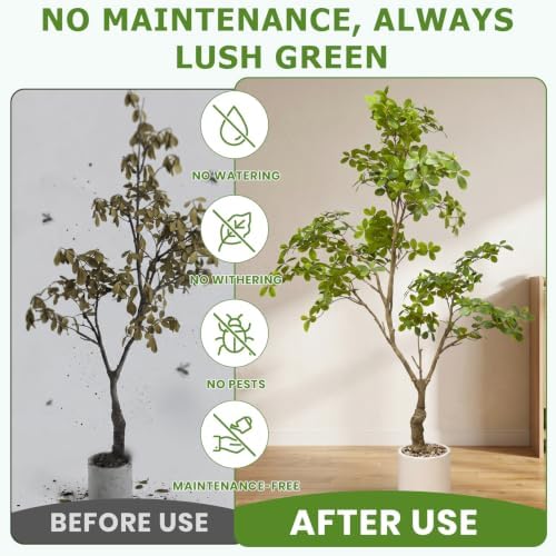 7ft Large Artificial Tree, Hand-Painted Trunk Faux Floor Plant