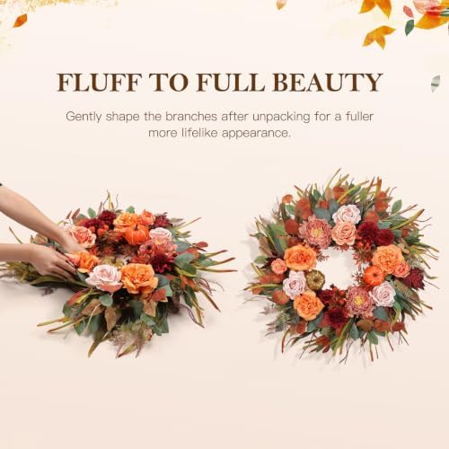 26” Fall Wreaths for Front Door, Autumn Harvest Wreath for Indoor & Outdoor