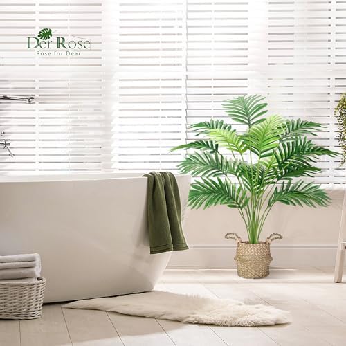 Der Rose 2Pcs 28" Fake Palm Trees, Artificial Floor Plants in Woven Baskets